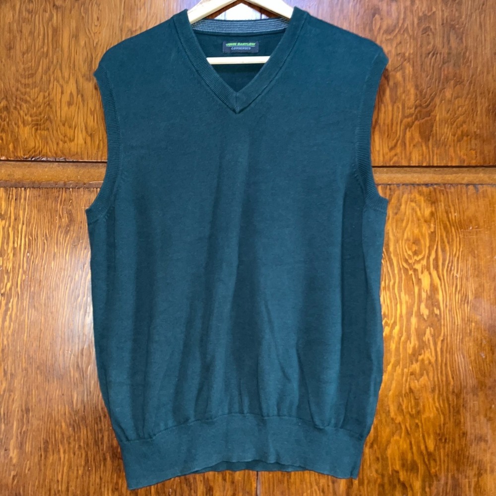 John Bartlett Consensus Knit Green Spring Sweater Vest Golf Outdoor Men's L